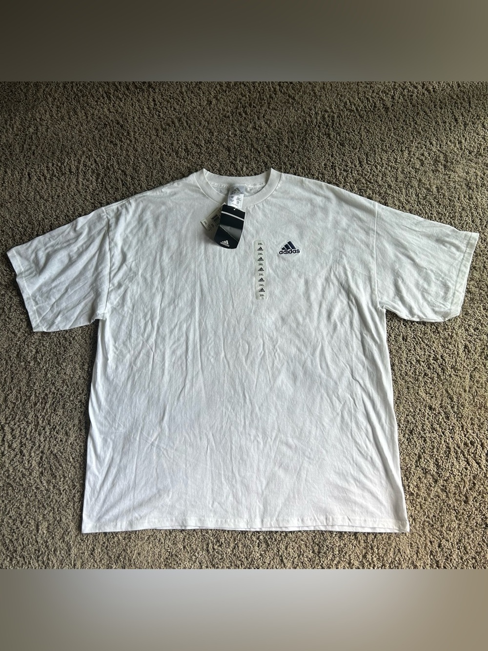 NWT Adidas Y2K Shirt Mens 2XL White Retro Embroidered Logo Classic Cotton Tee